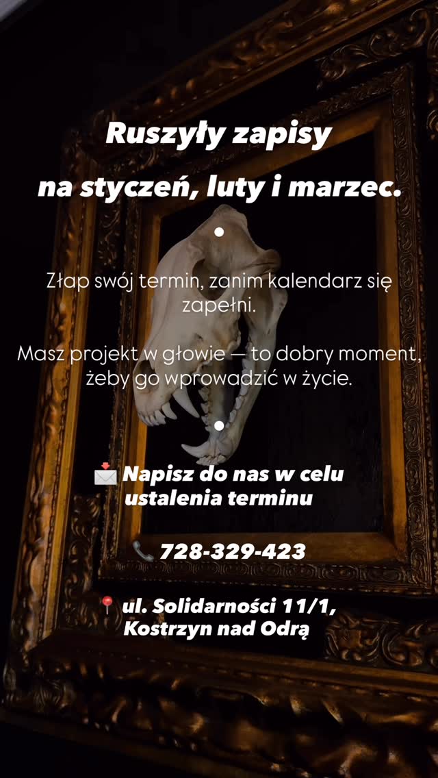 Kalendarz na styczeń–marzec otwarty. Jeśli planujesz tatuaż, to dobry moment, żeby zgłosić się po termin.
Masz pomysł, inspirację albo dopiero coś Ci świta — napisz, a poprowadzimy Cię dalej ✨

———————————————
📍ul. Solidarności 11/1, Kostrzyn nad Odrą 
📩 napisz wiadomość 
📞 728-329-423

#tattoo #kostrzynnadodra #słubice #lubuskie #tattooartist #tattooideas